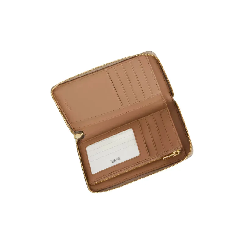 COACH Id Zip Wallet Coated Canvas Wallet Medium Size Women's Gold & Milk Tea & Ecru-2