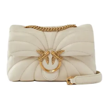 PINKO Sheepskin Shoulder Bag, Crossbody Bag Mini Women's Ivory White