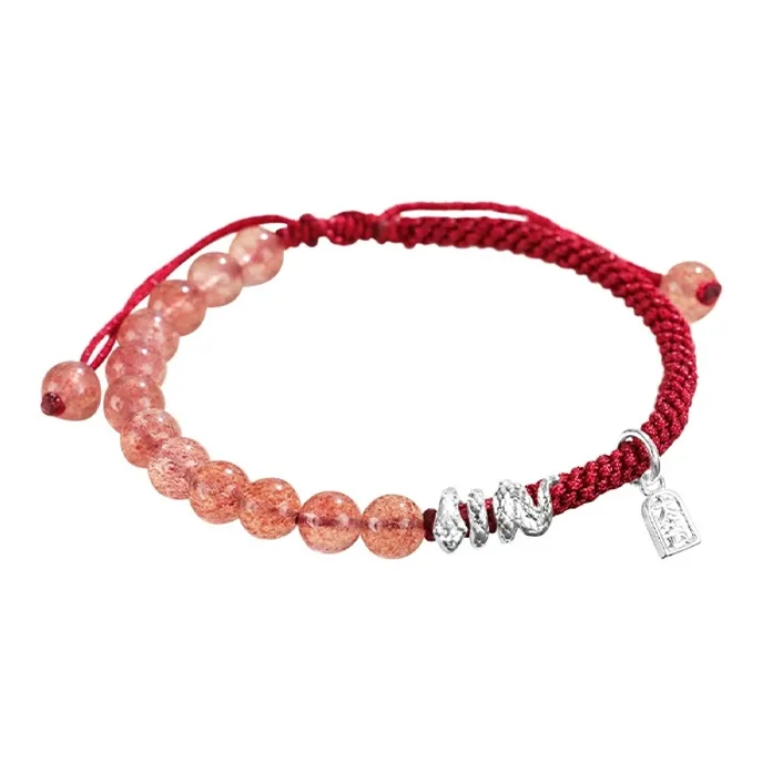 VIVIWELL Strawberry Crystal Woven Hand Rope Unisex-1