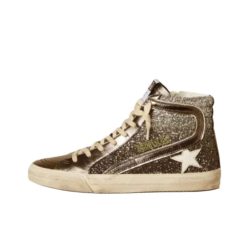 Golden Goose Slide High-Top Skateboard Shoes Women's Gold
