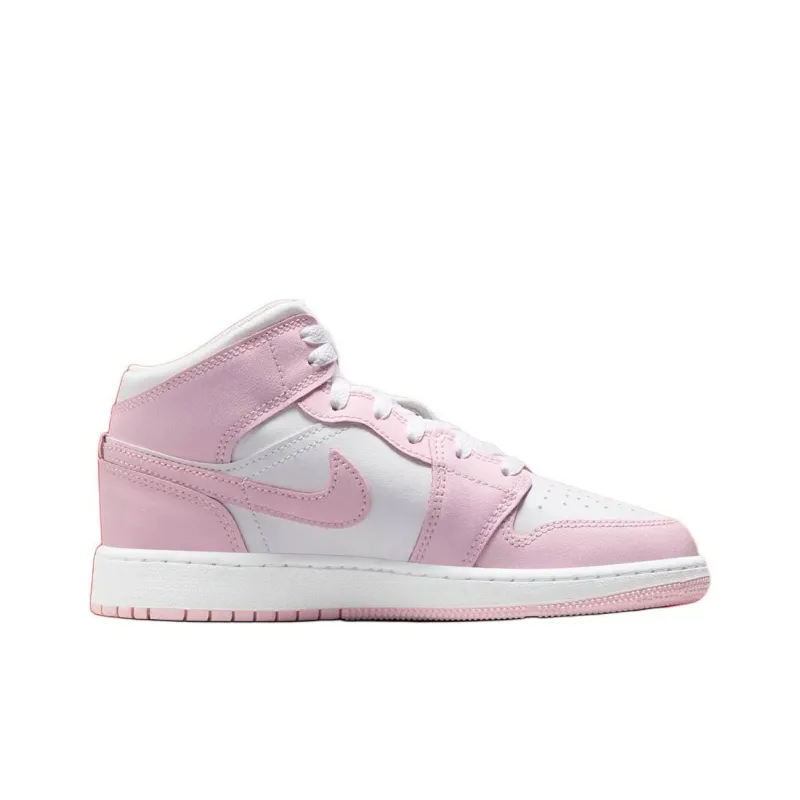 Jordan Air Jordan 1 Anti Slip Wear Resistant Mid Top Children's Basketball Shoes White Unisex-1