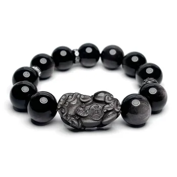 MOUNTAINS AND MANS Obsidian New Chinese Style Good Luck Beaded Bracelet Men's