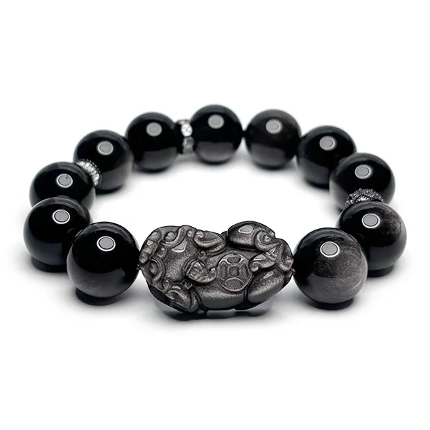 MOUNTAINS AND MANS Obsidian New Chinese Style Good Luck Beaded Bracelet Men's-0