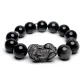 Powerful Silver Sheen Obsidian Chinese Auspicious Animal Wealth Bracelet, Men's