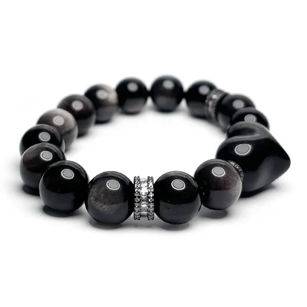 MOUNTAINS AND MANS Obsidian Bracelets Unisex-2