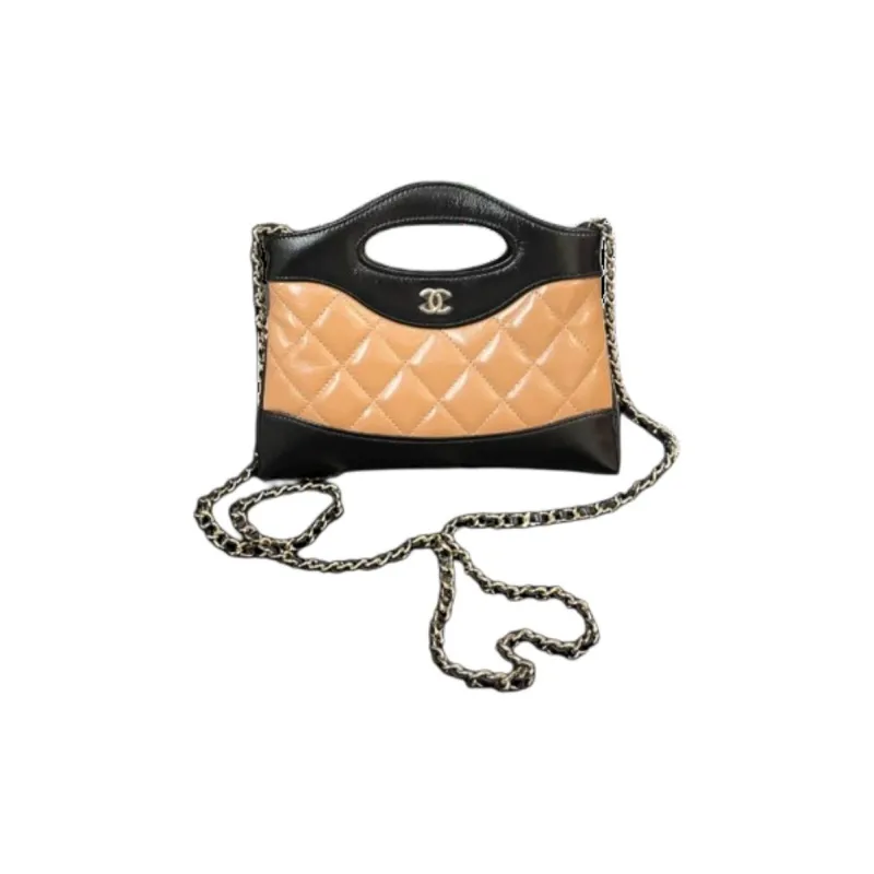 CHANEL Lambskin Handbag, Shoulder Bag, Crossbody Bag Women's Black & Brown-2