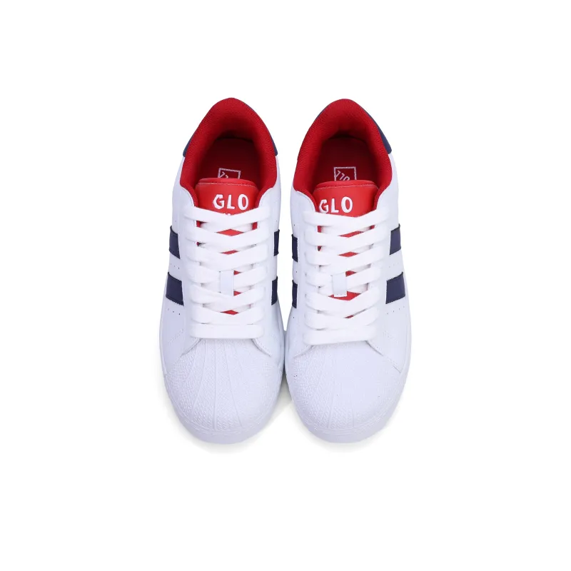 GLO BULL Skateboard Shoes Unisex Low Top White Blue Red-3