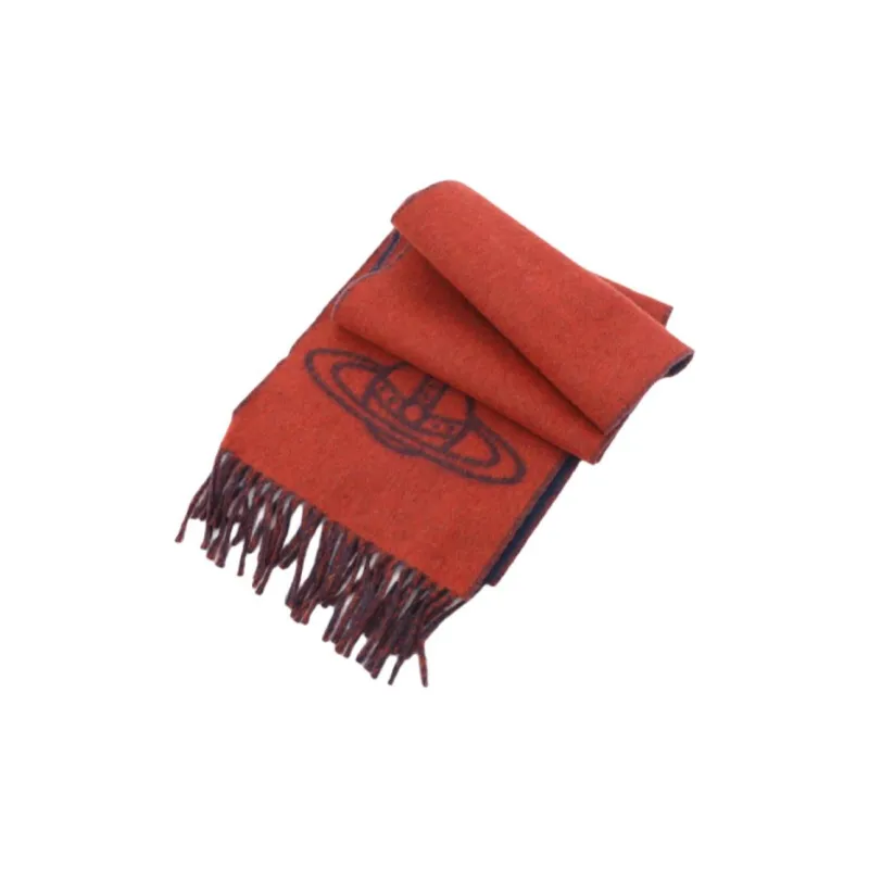 Vivienne Westwood Wool Knit Scarves Unisex Marine Blue-4
