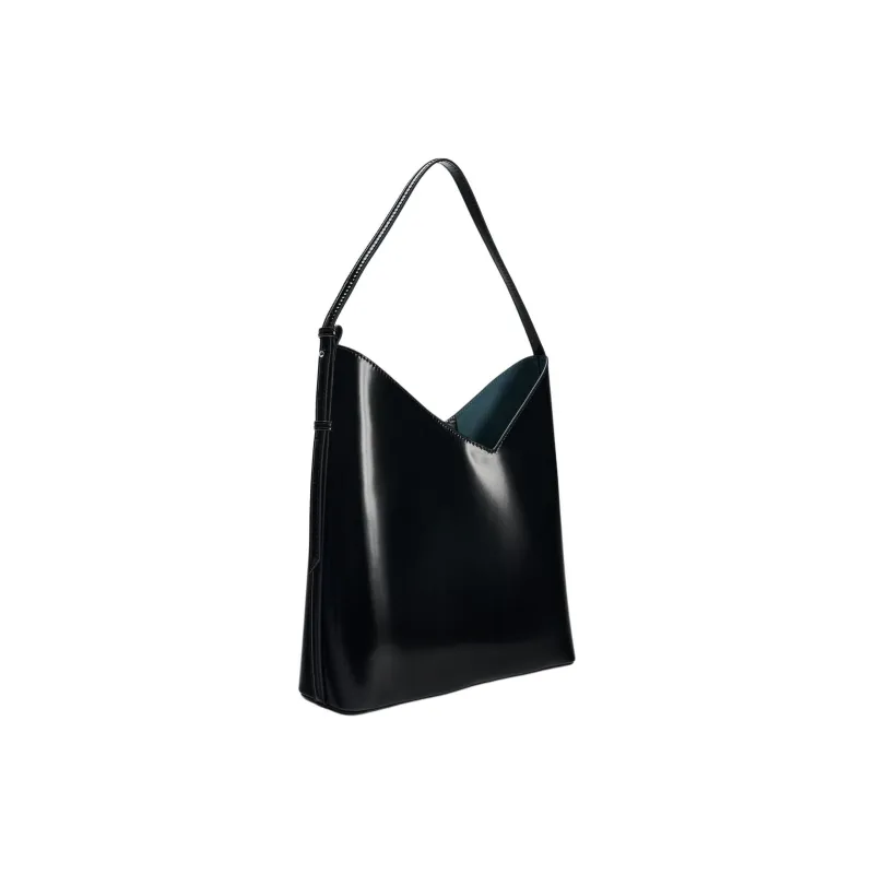 ZARA Polyurethane Bucket Bag, Handbag, Shoulder Bag Large Size Women's Black-2