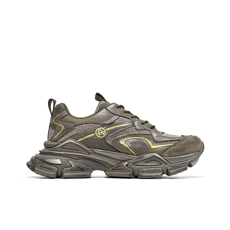 Acupuncture Slip Resistant Low Top Chunky Sneakers Men's Khaki-1
