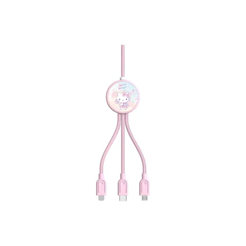 Hello Kitty LY-064 A To Type-C 1-to-3 Woven Fast Charging Cable Cables