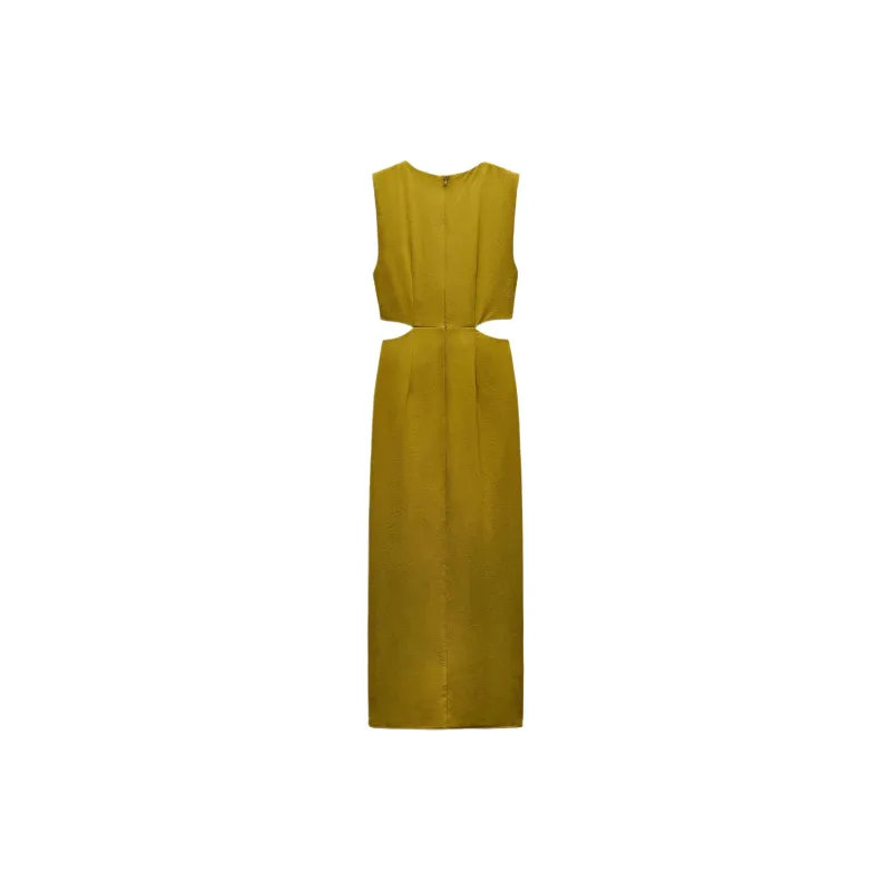 ZARA Sleeveless Dress Women's Olive Green-1
