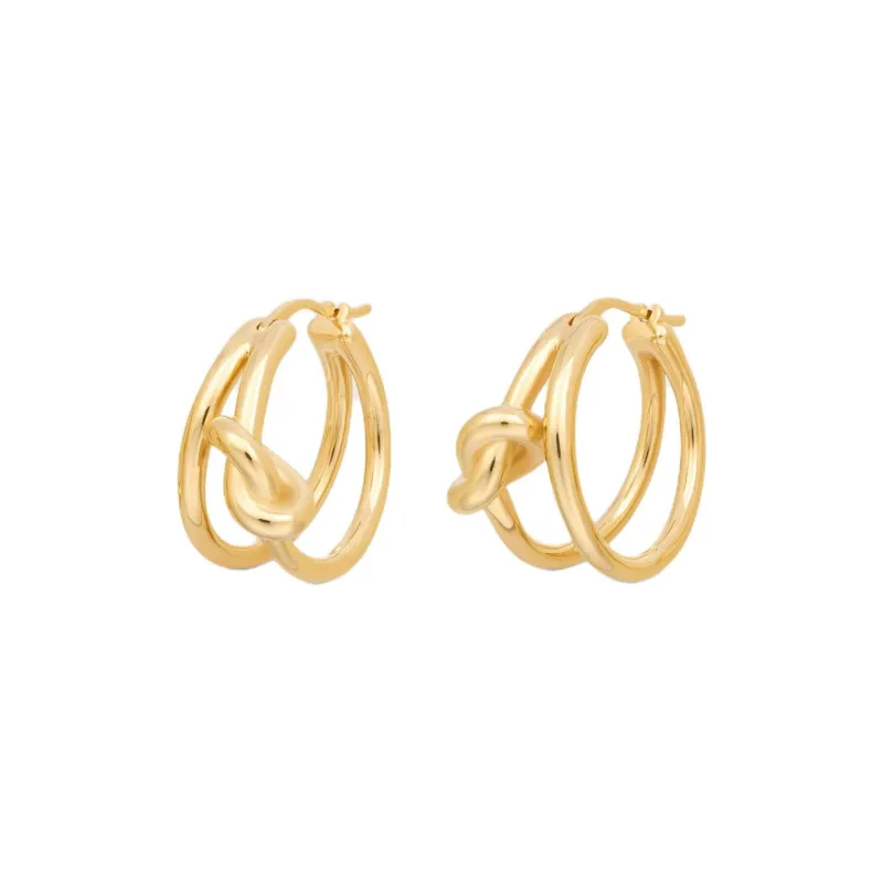 CELINE Knot Double Hoops In Brass With Gold Finish-2
