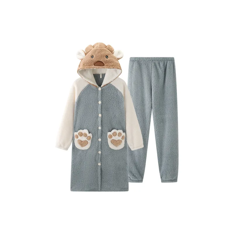OUSHIBO Pajama Set Women's Blue-0
