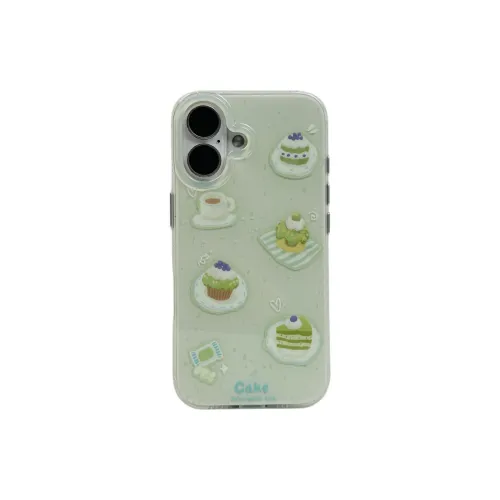Sopi Acrylic Material Double Layer Green Cake Phone Cases Compatible With IPhone 16/15 Pro Max/Apple 13/14 Pro Max/12
