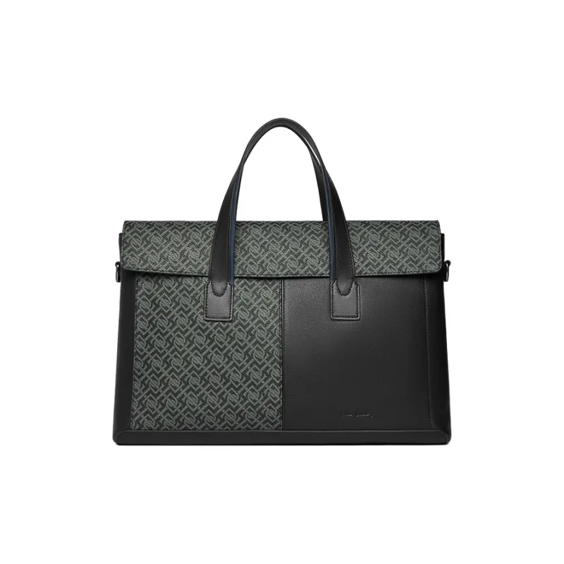 PIERRE CARDIN Cow Leather Shoulder Bag, Crossbody Bag, Handbag, Briefcase Tubas Men's Black & Gray-0