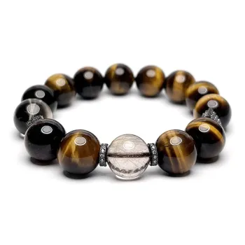MOUNTAINS AND MANS Tiger's Eye Stone New Chinese Style Good Luck Beaded Bracelet Men's