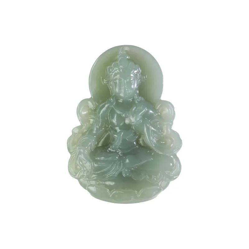 YUJIANQINGJIE Hetian Jade Pendants Green Jade Unisex-0