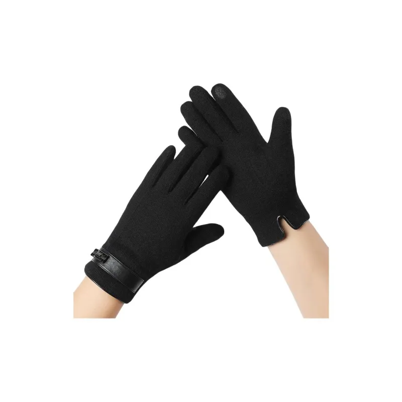 H YXIANG Wool Knit Gloves Men's-9