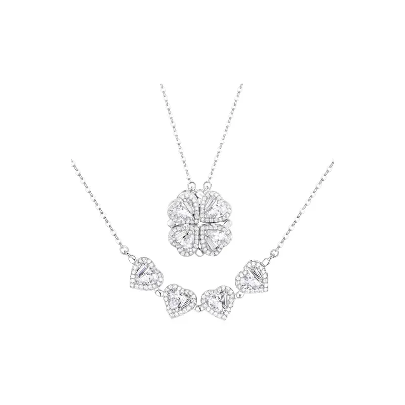 KADER Lucky Four Leaf Clover Series 925 Sterling Silver Necklaces Women's Silver White, Festival Gift Box Good Luck-0