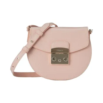 Furla Metropolis Collection Leather Saddle Bag, Crossbody Bag, Shoulder Bag Mini Women's Candy Rose