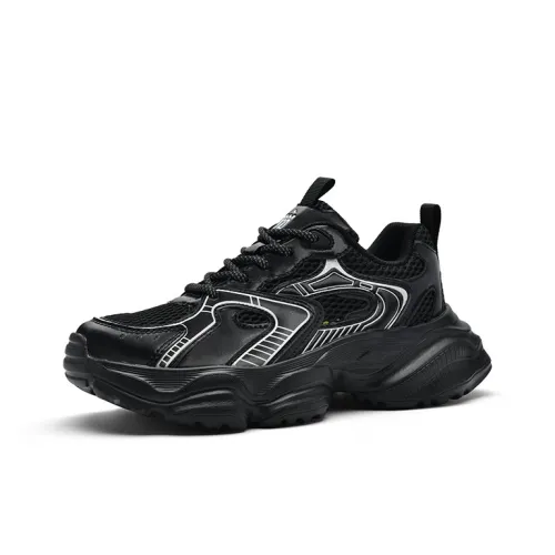 BASIC HOUSE Baijia Good Future Xingji Collection Small Swirl Breathable Low-Top Chunky Sneakers Unisex Black