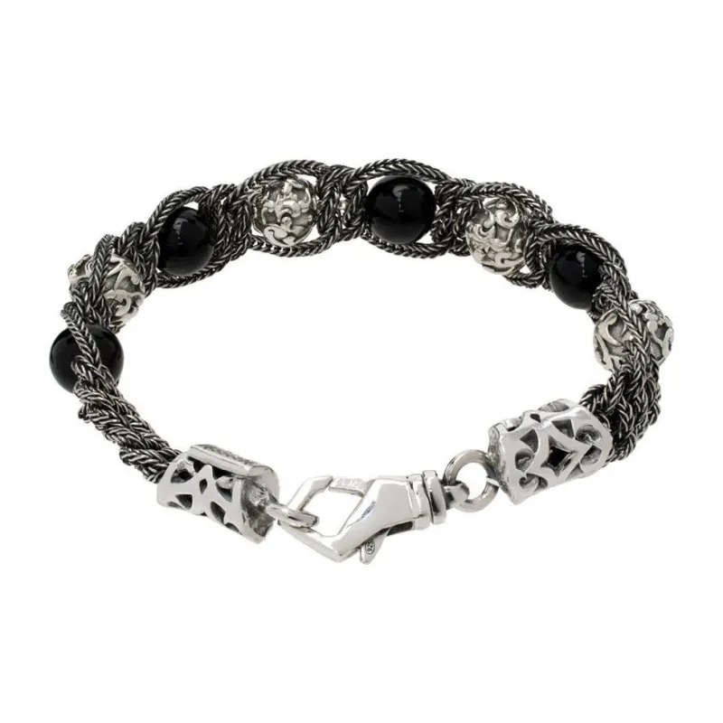 EMANUELE BICOCCHI Arabesque Shamballa Silver Bracelet-2
