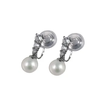 ORANGE SYMBOL Freshwater Pearl Clip On Earrings Women's