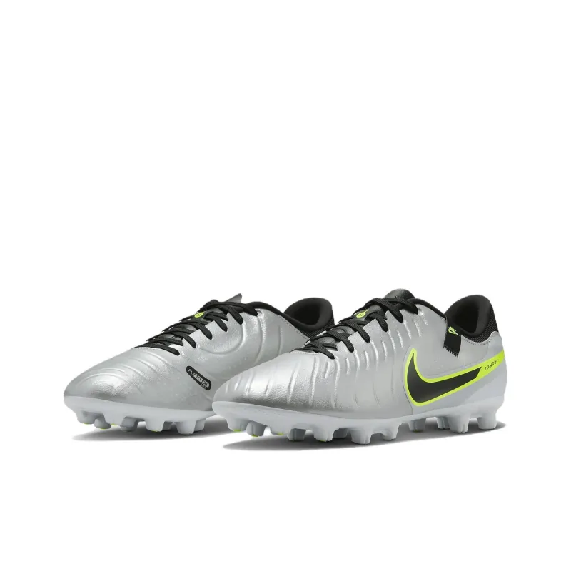 Nike Tiempo Legend 10 Anti Slip Wear Resistant Soccer Shoes Men's Silver Black Yellow-2