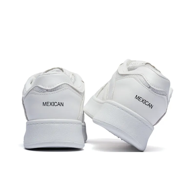 MEXICAN Abrasion Resistant Low Top Skateboard Shoes Women's White-5