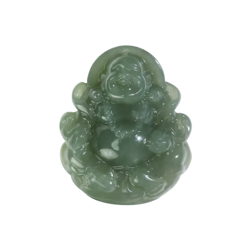 YUJIANQINGJIE Hetian Jade Pendants Green Jade Unisex-0