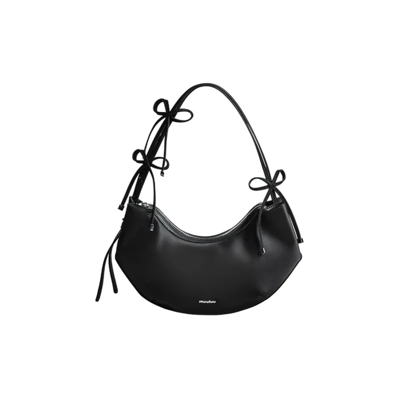 Muuluu Ballet Bag Versatile Satin Shoulder Bag, Shoulder Bag Regular Medium Size Women's Black-1