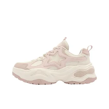 QIAODAN Spriggle Bunny V Slip Resistant Warm And Wear Resistant Low Top Chunky Sneakers Women's Beige Pink