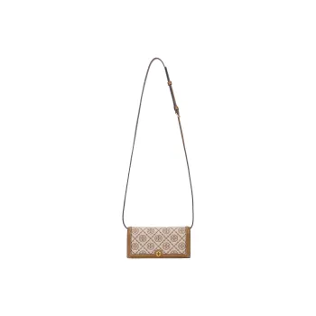 TORY BURCH T Monogram Leather Money Clip Shoulder Bag Crossbody Bag Small Size Women's Hazelnut Brown