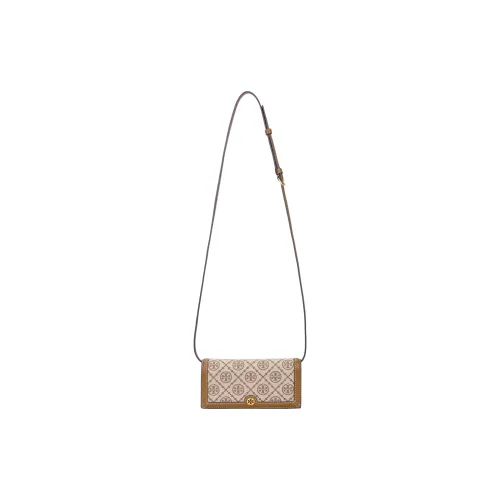 TORY BURCH T Monogram Leather Money Clip Shoulder Bag Crossbody Bag Small Size Women's Hazelnut Brown