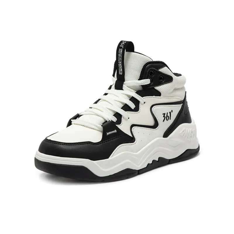 361° Thermal Slip Resistant And Abrasion Resistant High Top Skateboard Shoes Women's White Black-1