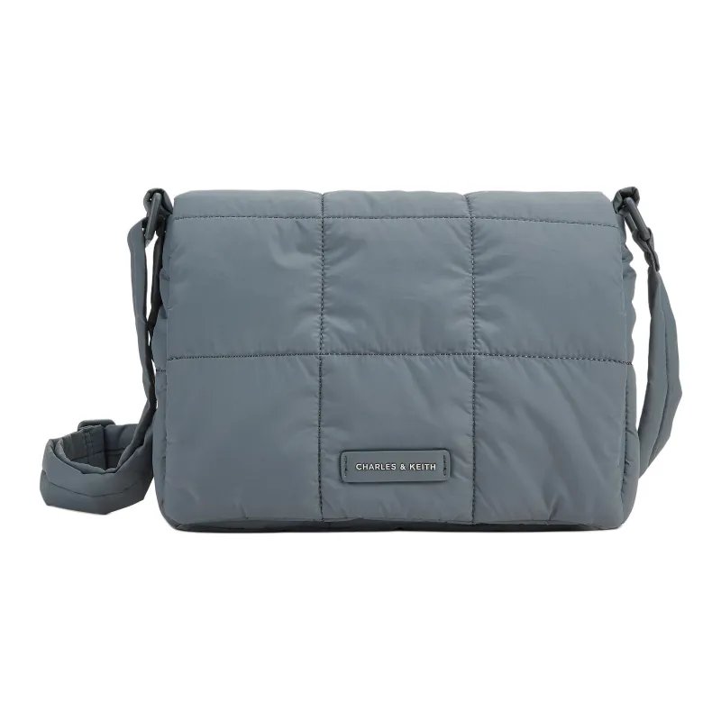 CHARLES&KEITH Nylon Cloud Bag Crossbody Bag Medium Size Women's Jet Black/Grey Gray-5