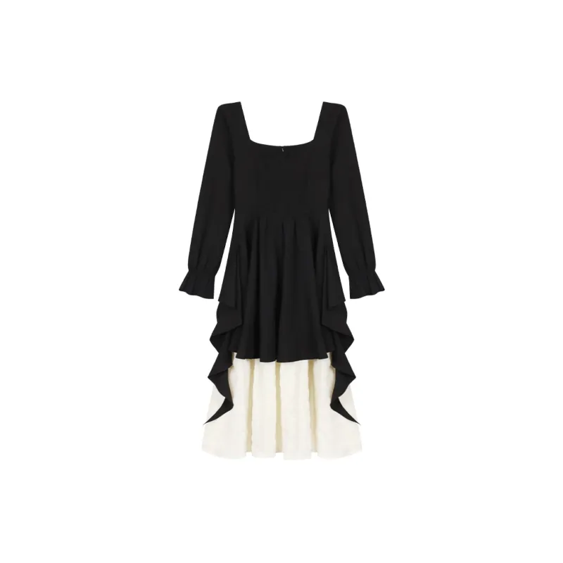 ANNIBUHUO Long Sleeved Dresses Women's Black-3