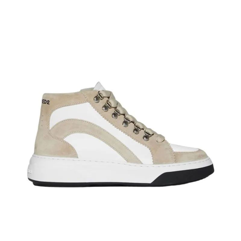 DSQUARED 2 High Top Stylish Skateboarding Shoes Women's Beige-1