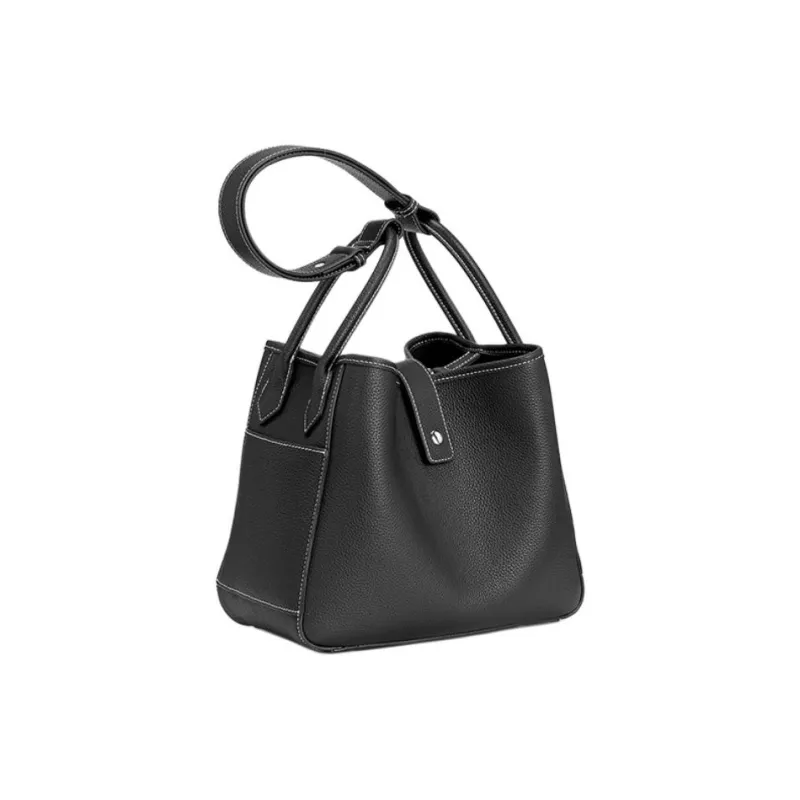 ROBERTA DI CAMERINO Cow Leather Shoulder Bag Large Size Women's Elephant Gray/Elegant Black-6