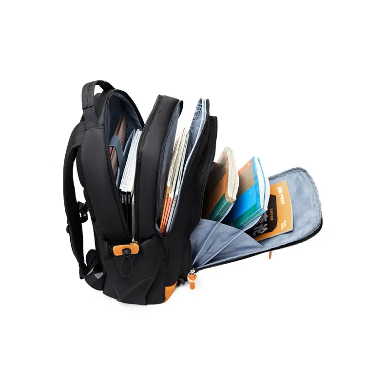 Almost Bear Polyester Backpack Computer Backpack Large Size Unisex Classic Black/White Sand Gray-4