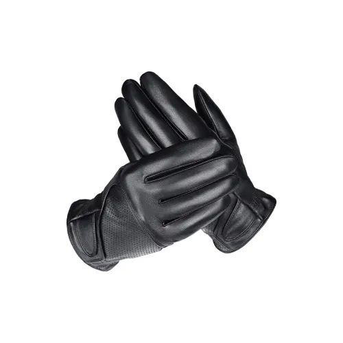 BISON DENIM Sheepskin Gloves Men's Black