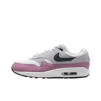 Nike Air Max 1 Anti Slip Wear Resistant Low Top Running Shoes Men's Gray Pink Red