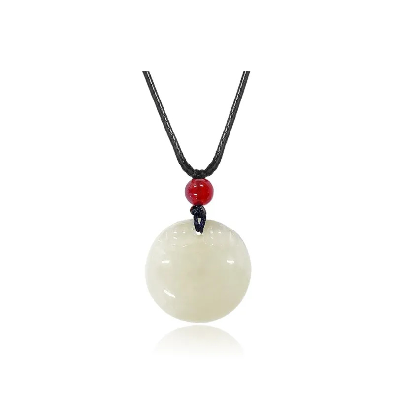 ZENGCAI Chinese Style Carving, Jade Pendant Necklace Pale Greenish White Jade Women's-0