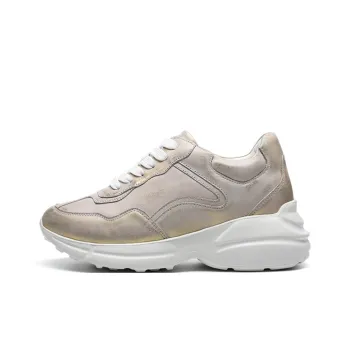 He Jinchang Anti Slip Wear Resistant Low Top Chunky Sneakers Women's Gold