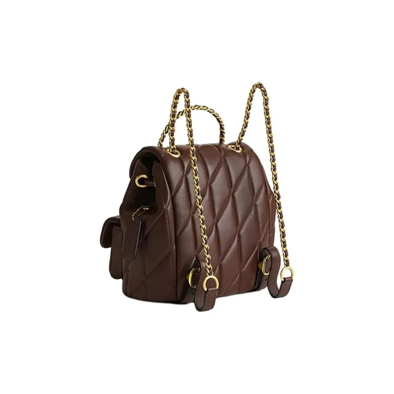 COACH Leather Backpack Trumpets Women's Brown-1
