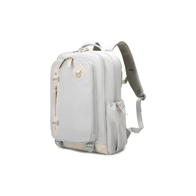 Almost Bear Polyester Backpack Computer Backpack Large Size Unisex Classic Black/White Sand Gray-6