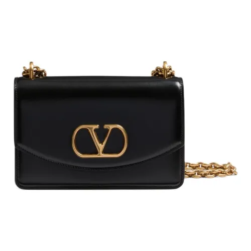 Valentino GARAVANI Shiny Calfskin Crossbody Bag Shoulder Bag Small Size Women's Black