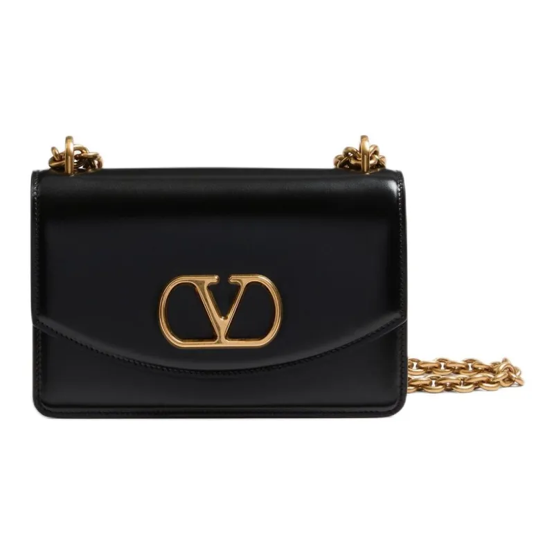 Valentino GARAVANI Shiny Calfskin Crossbody Bag Shoulder Bag Small Size Women's Black-0