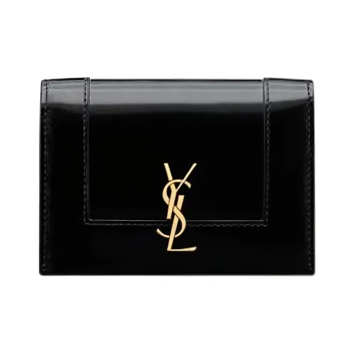 SAINT LAURENT CASSANDRE Calfskin Wallets Card Holders Women's Black